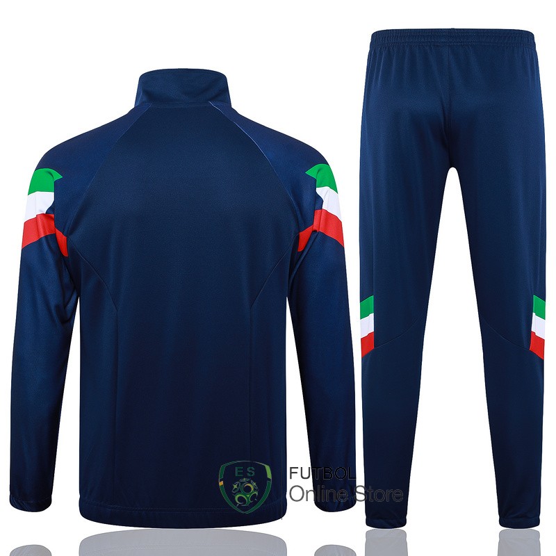 Conjunto Completo Ropa Deportiva Con Cremallera Larga Italia 2024 Azul II Marino