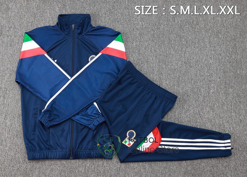 Conjunto Completo Ropa Deportiva Con Cremallera Larga Italia 2024 Azul II Marino