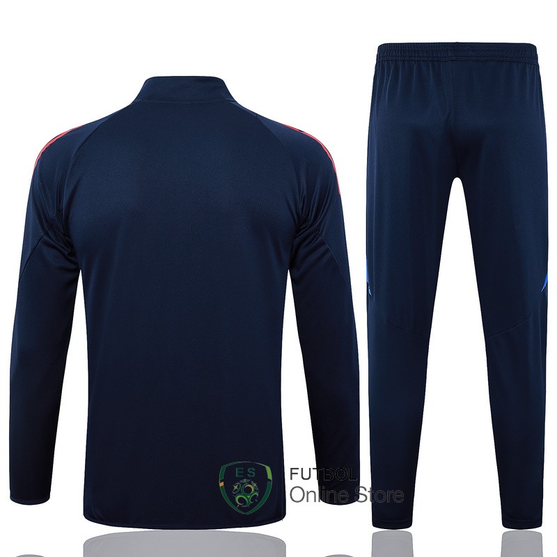 Conjunto Completo Ropa Deportiva Con Cremallera Larga Italia 2024 Azul I Marino