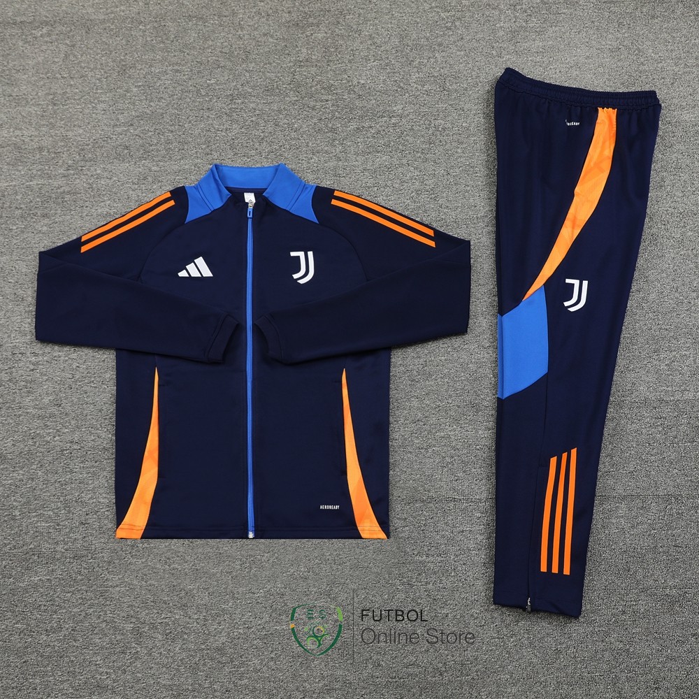 Conjunto Completo Ropa Deportiva Con Cremallera Larga Juventus 24/2025 Azul Marino Naranja