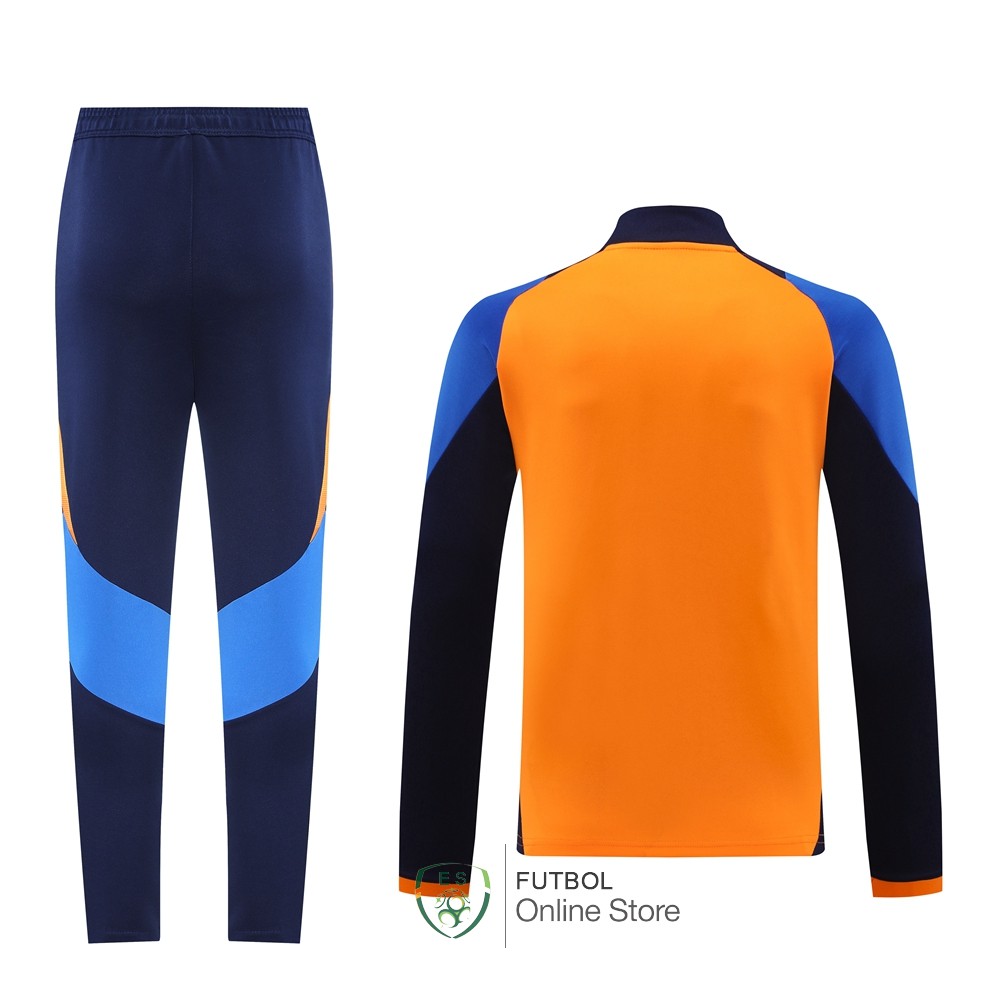 Conjunto Completo Ropa Deportiva Con Cremallera Larga Juventus 24/2025 Naranja Azul