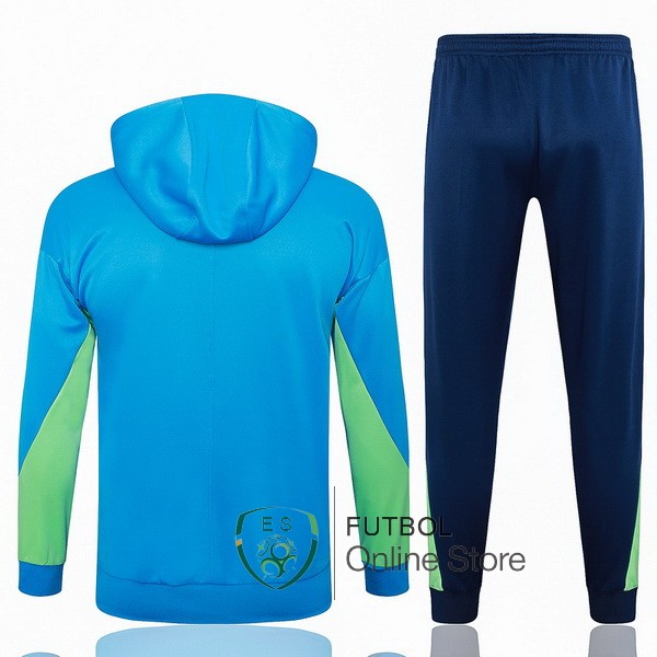 Conjunto Completo Chaqueta Con Capucha Brasil 2024 Azul Verde