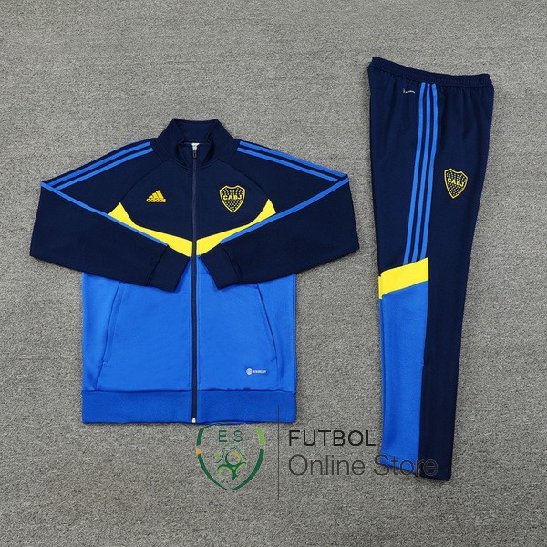 Conjunto Completo Ropa Deportiva Con Cremallera Larga Boca Juniors 24/2025 Azul Amarillo