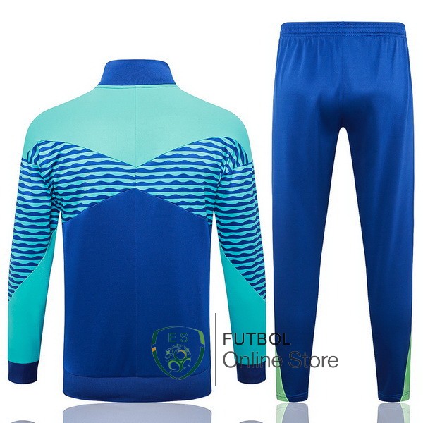 Conjunto Completo Ropa Deportiva Con Cremallera Larga Brasil 2024 Azul