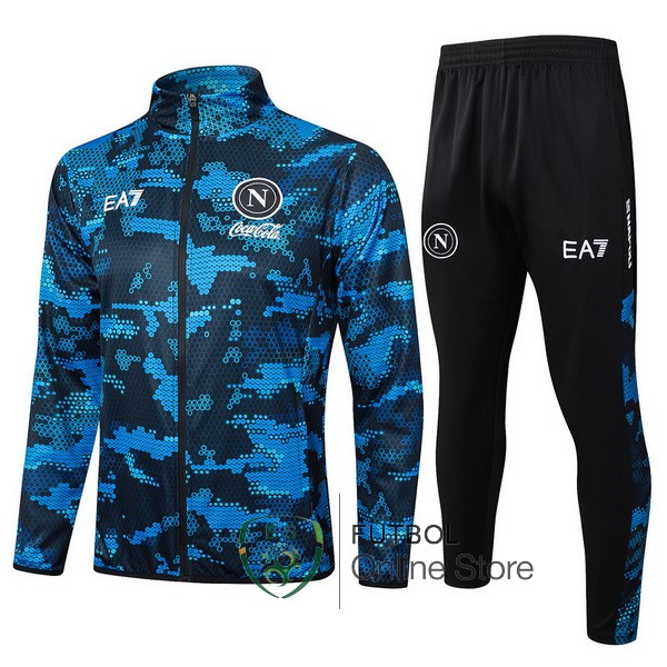 Conjunto Completo Ropa Deportiva Con Cremallera Larga Napoli 24/2025 Azul I Negro