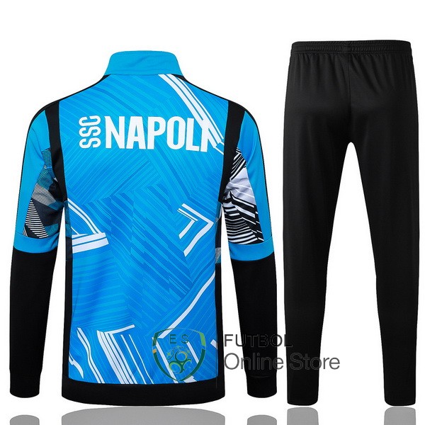 Conjunto Completo Ropa Deportiva Con Cremallera Larga Napoli 24/2025 Azul Negro