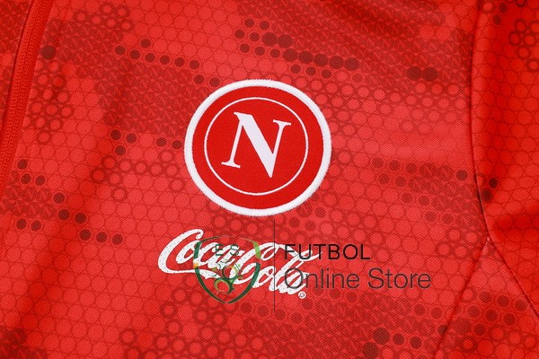 Conjunto Completo Ropa Deportiva Con Cremallera Larga Napoli 24/2025 Rojo Negro
