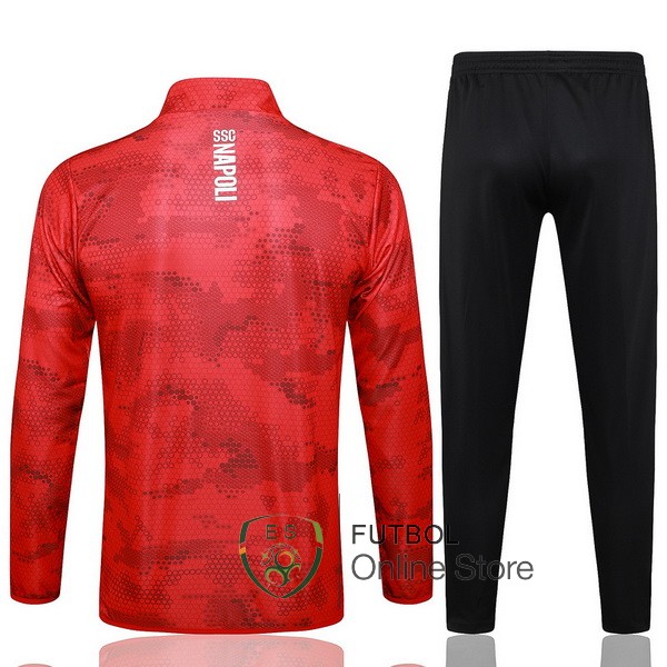 Conjunto Completo Ropa Deportiva Con Cremallera Larga Napoli 24/2025 Rojo Negro