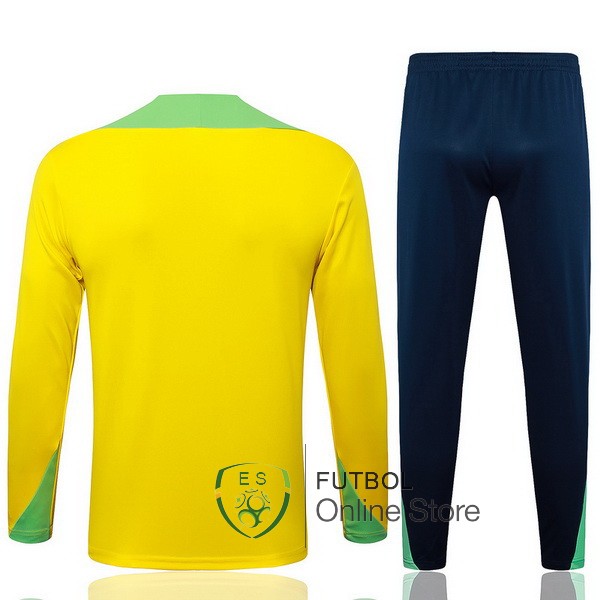 Conjunto Completo Sudadera Entrenamiento Brasil 2024 Amarillo Azul I Verde