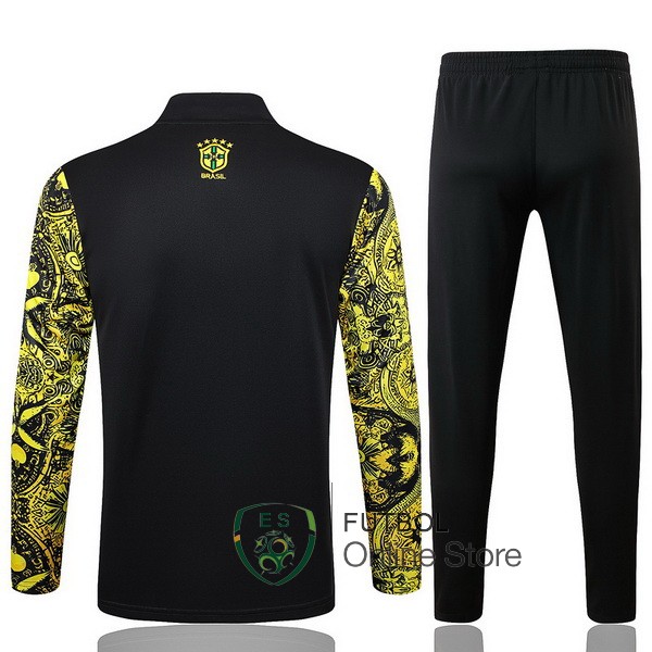 Conjunto Completo Sudadera Entrenamiento Brasil 2024 Amarillo Negro