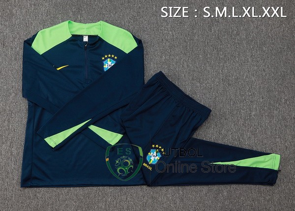 Conjunto Completo Sudadera Entrenamiento Brasil 2024 Azul