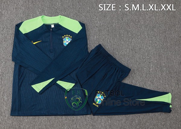 Conjunto Completo Sudadera Entrenamiento Brasil 2024 Azul