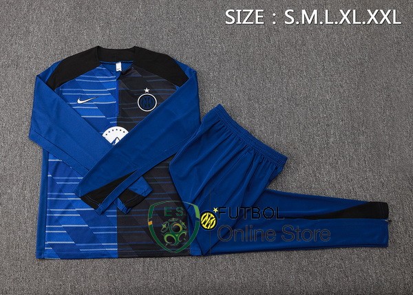 Conjunto Completo Sudadera Entrenamiento Inter Milan 24/2025 Azul Negro