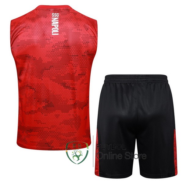 Entrenamiento Sin Mangas Conjunto Completo Napoli 24/2025 Rojo Blanco Negro