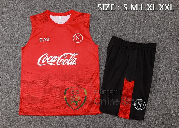 Entrenamiento Sin Mangas Conjunto Completo Napoli 24/2025 Rojo Blanco Negro
