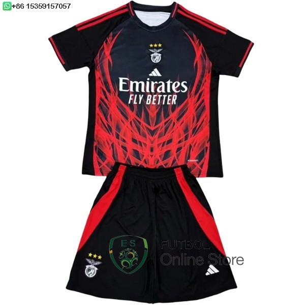 Camiseta Benfica Conjunto Completo Hombre 24/2025 Especial Negro Rojo