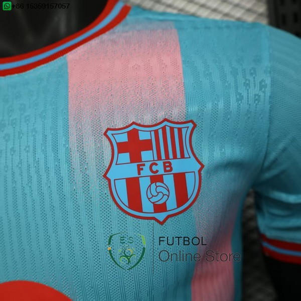Camiseta Barcelona 25/2026 Especial Jugadores Azul Claro Rojo