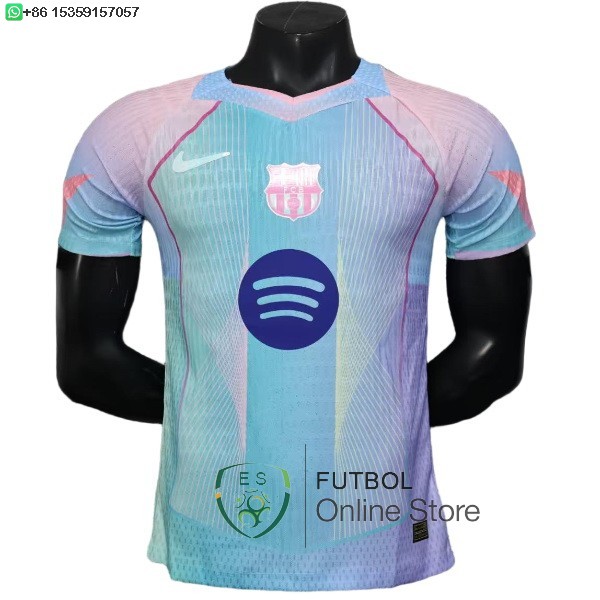 Camiseta Barcelona 25/2026 Especial Jugadores Azul Verde Rosa