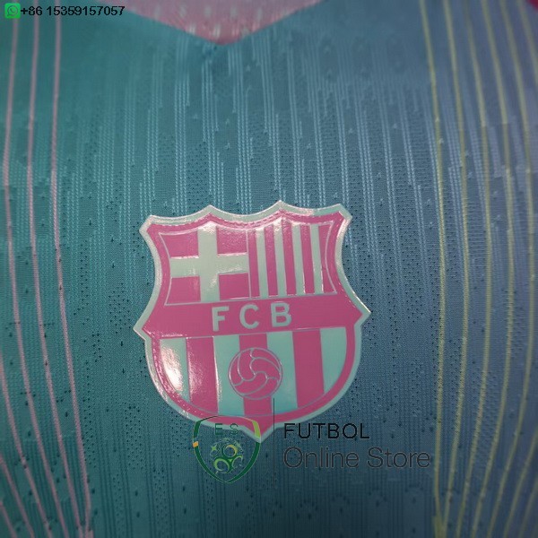 Camiseta Barcelona 25/2026 Especial Jugadores Azul Verde Rosa
