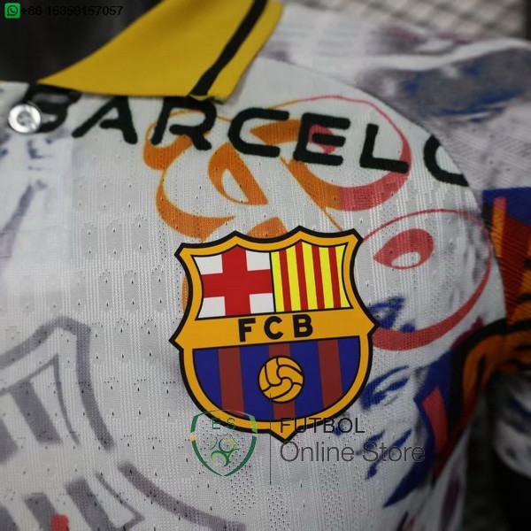 Camiseta Barcelona 25/2026 Especial Jugadores Blanco Rojo Amarillo