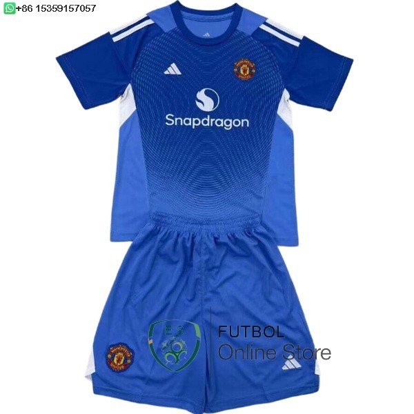 Camiseta Manchester United Conjunto Completo Hombre 25/2026 Portero Azul Blanco