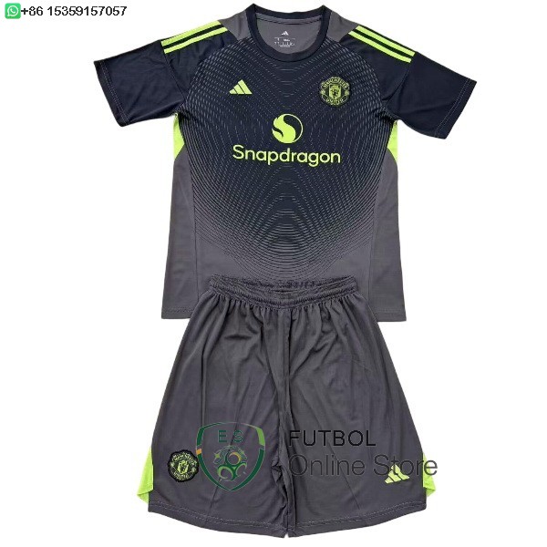 Camiseta Manchester United Conjunto Completo Hombre 25/2026 Portero Negro Gris
