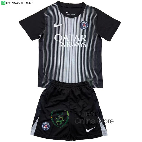 Camiseta Paris Saint Germain Conjunto Completo Hombre 25/2026 Portero Negro Gris