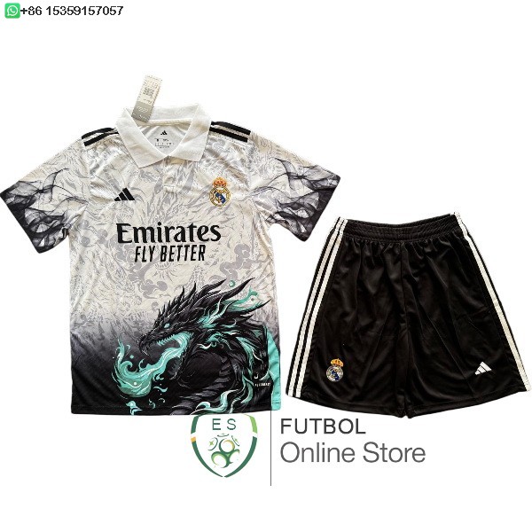 Camiseta Real Madrid Conjunto Completo Hombre 25/2026 Especial Blanco Negro Camiseta Real Madrid Conjunto Completo Hombre 25/2026 Especial Blanco Negro