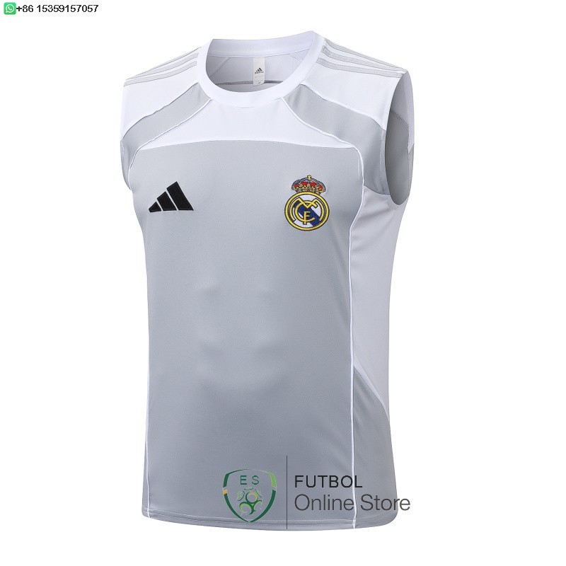 Camiseta Sin Mangas Real Madrid 25/2026 Gris Blanco
