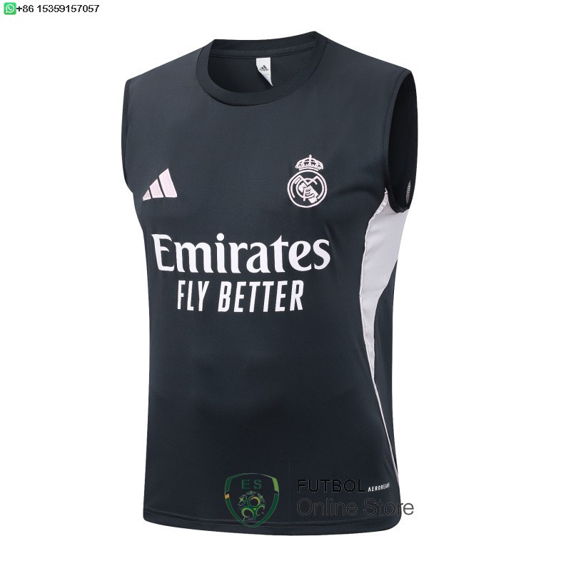 Camiseta Sin Mangas Real Madrid 25/2026 Gris Marino Camiseta Sin Mangas Real Madrid 25/2026 Gris Marino