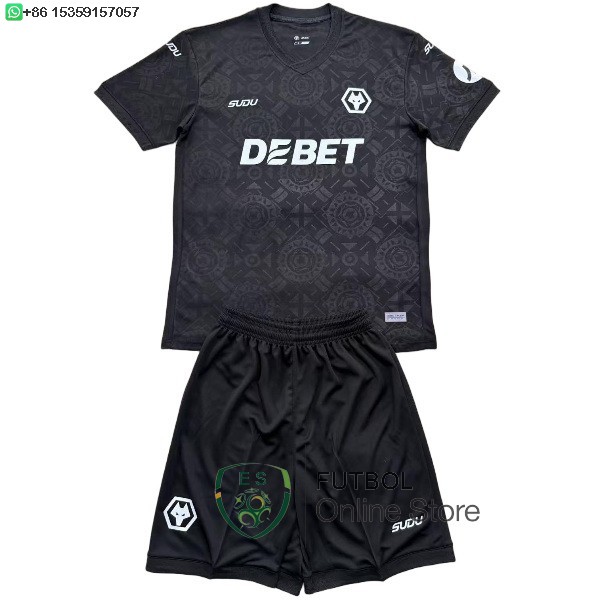 Camiseta Wolves Conjunto Completo Hombre 25/2026 Portero Negro