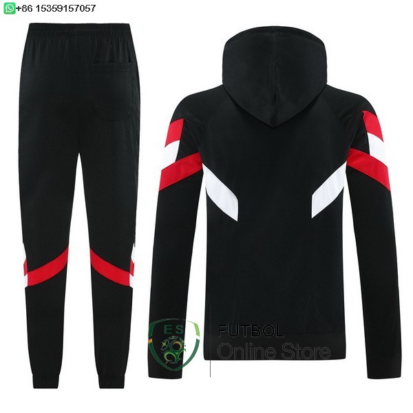 Chaqueta Conjunto Completo Con Capucha Manchester United 24/2025 Negro Rojo