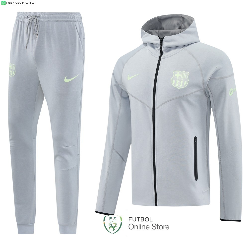 Conjunto Completo Chaqueta Con Capucha Barcelona 25/2026 Gris Claro