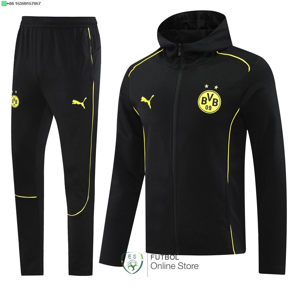 Conjunto Completo Chaqueta Con Capucha Borussia Dortmund 24/2025 Negro Amarillo Conjunto Completo Chaqueta Con Capucha Borussia Dortmund 24/2025 Negro Amarillo