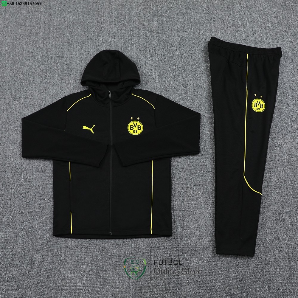 Conjunto Completo Chaqueta Con Capucha Borussia Dortmund 24/2025 Negro Amarillo