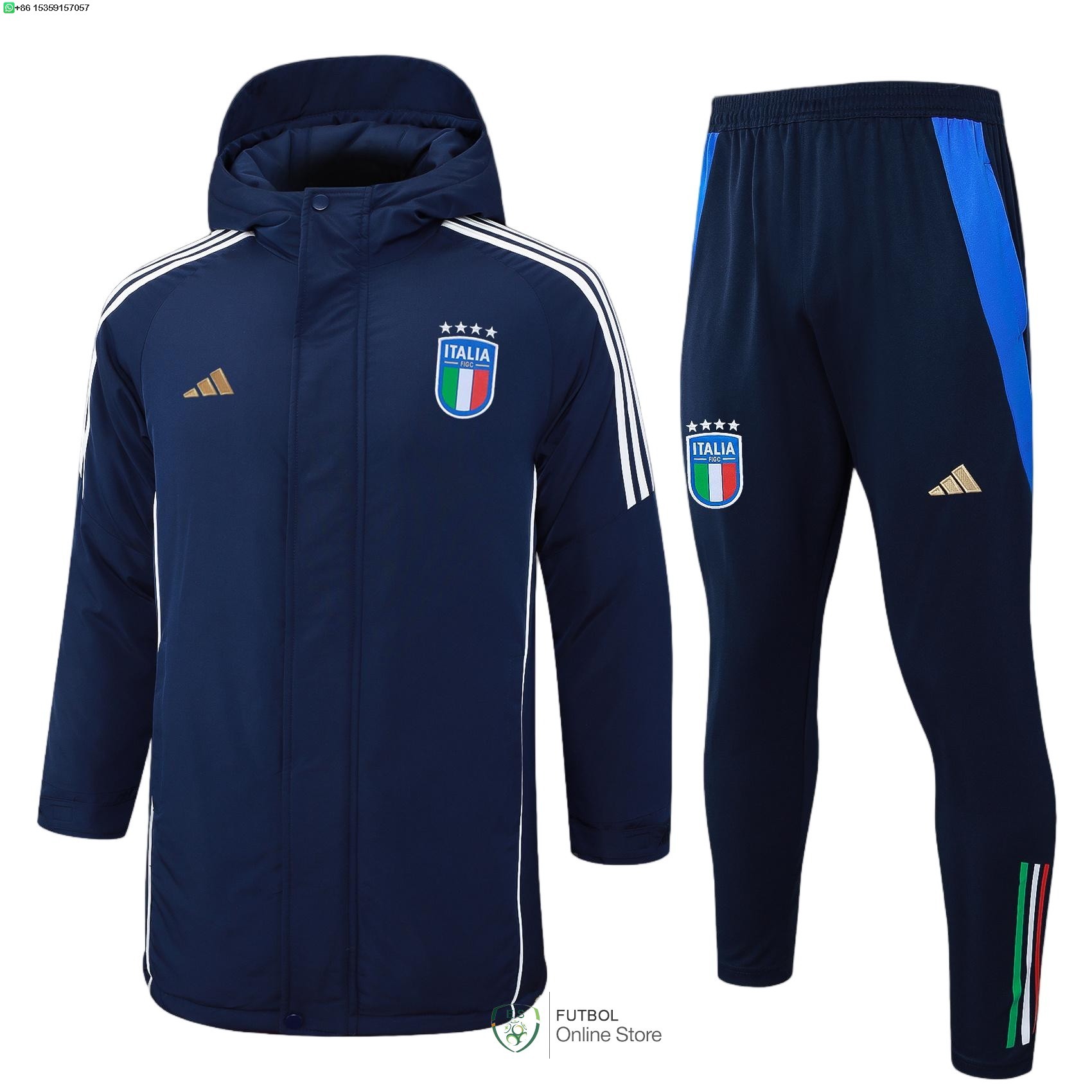 Conjunto Completo Chaqueta De Algodon Italia 2025 Azul Marino Negro
