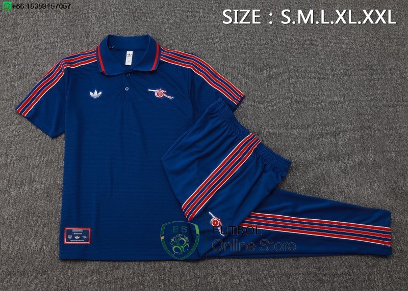 Conjunto Completo Polo Arsenal 25/2026 Azul Marino Rojo