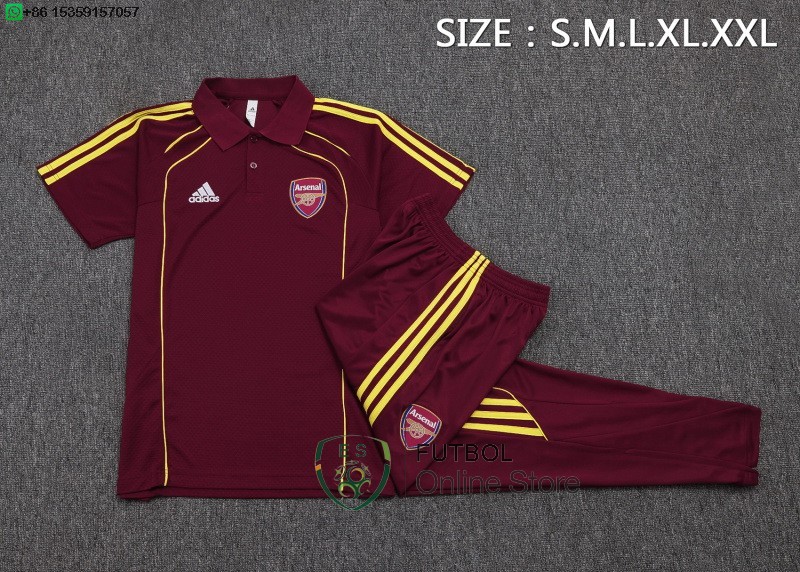 Conjunto Completo Polo Arsenal 25/2026 Borgona Rojo