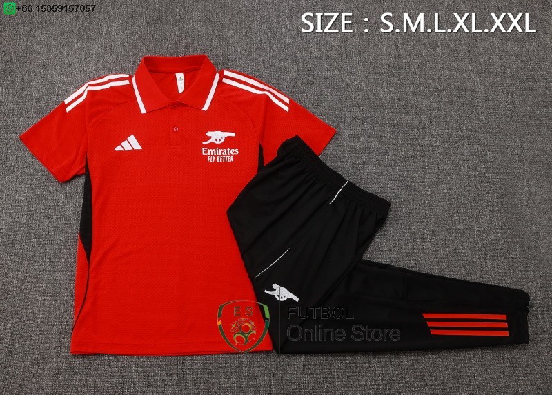 Conjunto Completo Polo Arsenal 25/2026 Rojo Negro