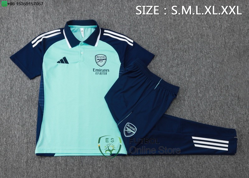 Conjunto Completo Polo Arsenal 25/2026 Verde Azul