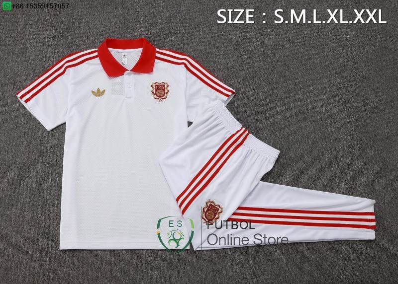 Conjunto Completo Polo Bayern Munich 25/2026 Blanco Rojo