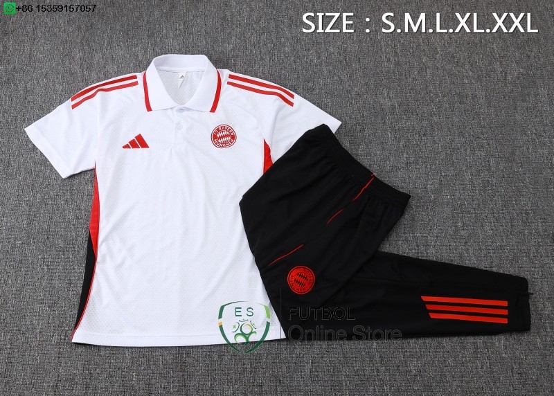 Conjunto Completo Polo Bayern Munich 25/2026 Blanco Rojo Negro