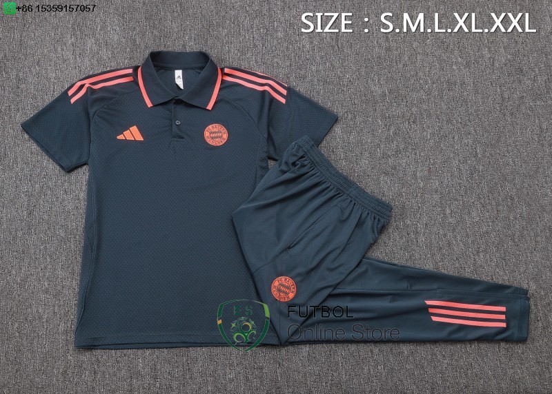 Conjunto Completo Polo Bayern Munich 25/2026 Gris Marino