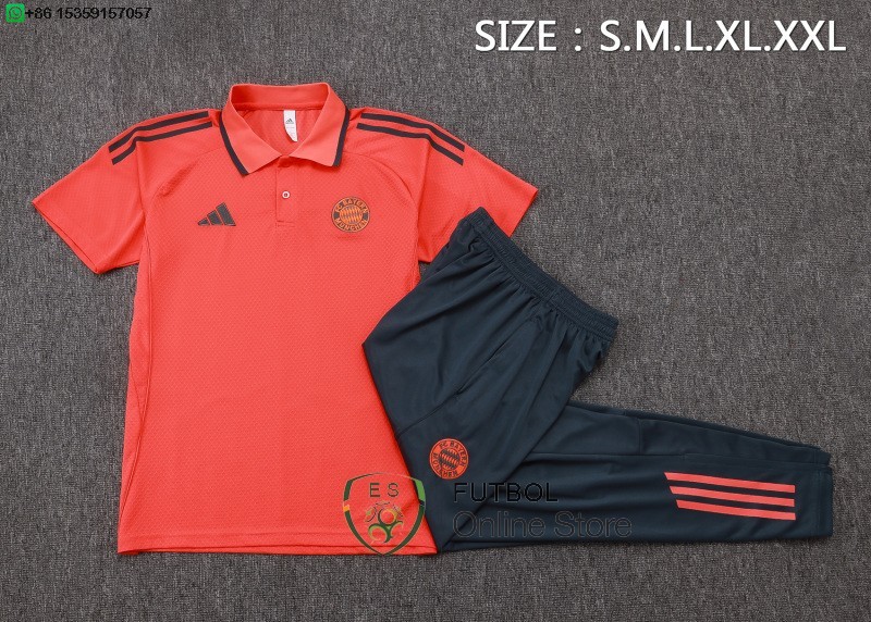 Conjunto Completo Polo Bayern Munich 25/2026 Rojo Gris Marino