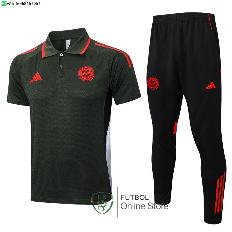 Conjunto Completo Polo Bayern Munich 25/2026 Verde Marino Rojo