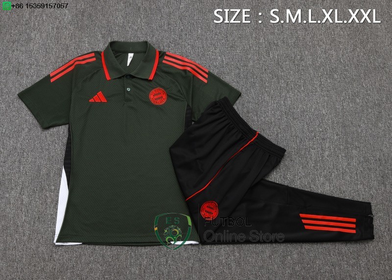 Conjunto Completo Polo Bayern Munich 25/2026 Verde Marino Rojo