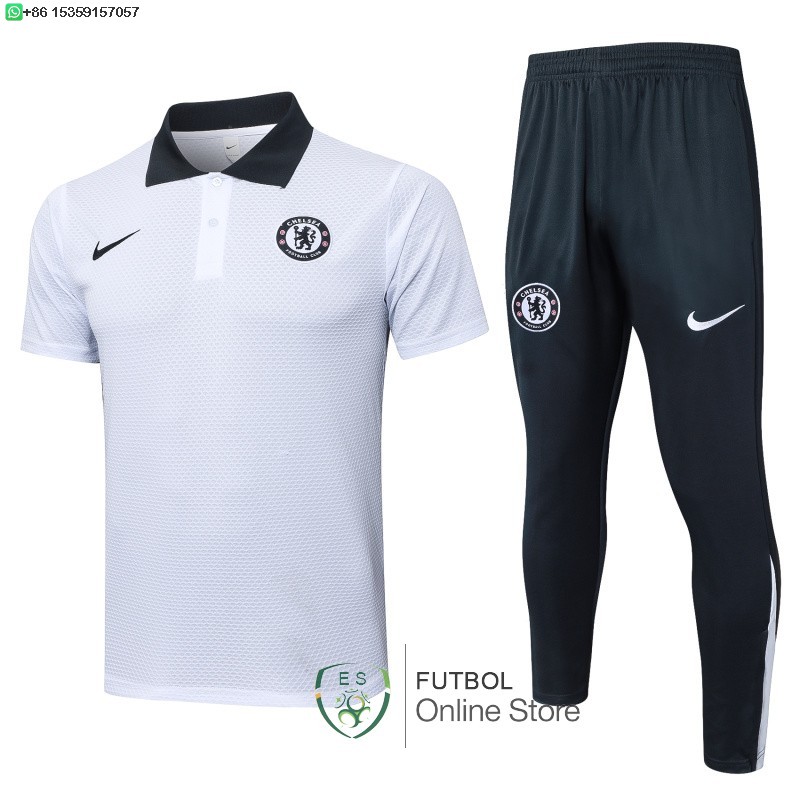 Conjunto Completo Polo Chelsea 25/2026 Blanco Negro