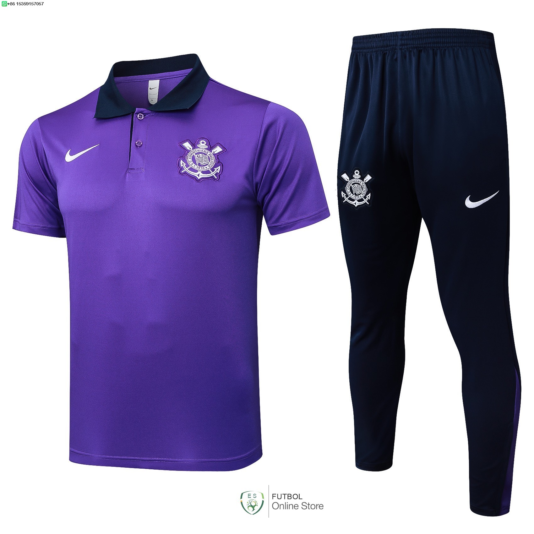 Conjunto Completo Polo Corinthians Paulista 25/2026 Purpura Azul
