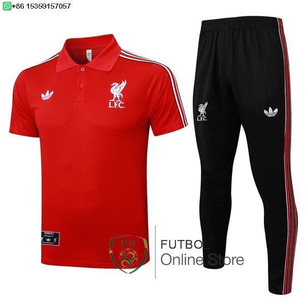 Conjunto Completo Polo Liverpool 25/2026 Rojo Negro