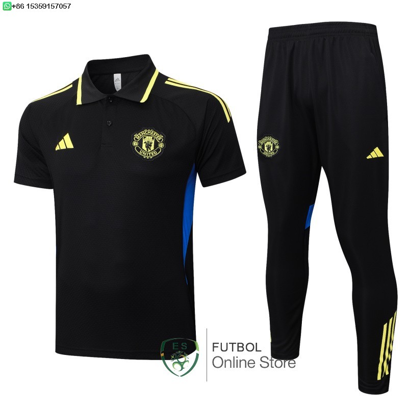 Conjunto Completo Polo Manchester United 25/2026 Negro Amarillo